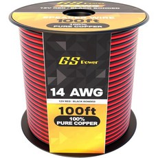 GS Power OFC 순수 구리 10 게이지 와이어 25피트 무산소 전기 12V 기본 하이파이 스피커 케이블 앰프 태양광 패널 자동차 배터리 케이블 스테레오 자동차 홈 시어터, 100 ft, 14 AWG