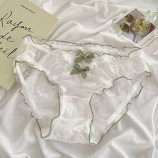 白梔情詩 日系清新甜美蕾絲內褲 純欲薄款純棉襠性感女士三角褲, L(100-120斤)