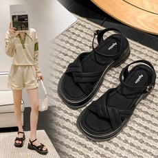 패션 발편한 쿠션 심플 여름 여성 샌들 스트랩 구두 디자인 토오픈 캐주얼