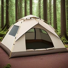 露營帳篷 全自動速開防曬遮陽帳, 1-2人一門一窗【流沙金】,單獨帳篷標配