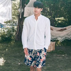 Herringbone 男款衝浪抽繩印花海灘短褲