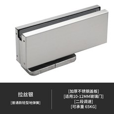 免開槽地彈簧 隱藏式玻璃門地鉸鏈, 1個, 推薦【拉絲銀】80公斤地彈簧