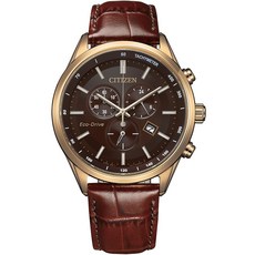 CITIZEN 星辰 光動能三眼計時 AT2573-07X 咖啡色 x 玫瑰金 男錶 42mm