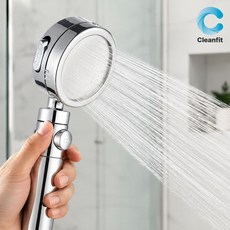 크린핏 파워 3단 온오프 샤워기 헤드, 실버, 1개