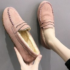 소재 편안한 스웨이드 캐주얼 로퍼 데일리 신발 여성 단화 보온 착용감 겨울 안감