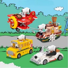 귀여운 스누피 트래블 시리즈 조립 퍼즐 블록, 1개, 증기선