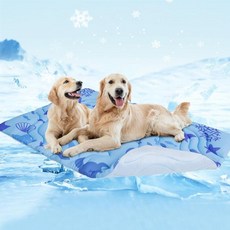 펫 냉감 아이스 패드 강아지 고양이 쿨매트 포치 여름 반려견 쿨링 매트 대형견용 리버서블 셀프 세탁 가능 반려동물 쿨 담요 상자 침대 실내외 바닥 카시트 파란색 48인치 x 2, Large 48IN x 28IN