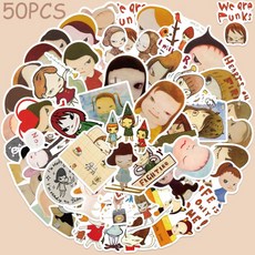 일본 디자이너 요시토모 나라 스티커 데칼 휴대폰 노트북 가방 스케이트보드용 50 개, 50PCS