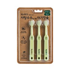 마이비 사탕수수로 만든 아기칫솔, 혼합색상, 3개입, 1개