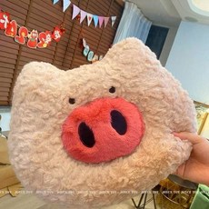 豬鼻子抱枕 可愛毛絨玩偶午睡枕, 粉色洛克豬, 1個