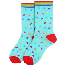 Forest & Twelfth 여성용 크루 컷 양말 Miscallaneous Fun 테마 독특한 그래픽 양말 프리 사이즈 자폐증, Rainbow Stars