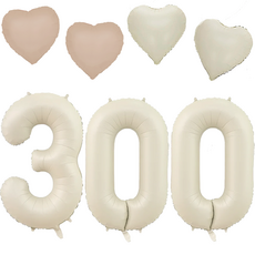 파파 파티 크림 하트 대형 숫자 기념일 생일 풍선 세트, 1세트, 크림 300 + 하트4p