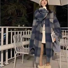 봄 가을 여성용 롱 트렌치코트 빅사이즈 빈티지 체크 루즈핏 롱 자켓 데일리 캐주얼 여자 롱 트렌치 코트 LCL