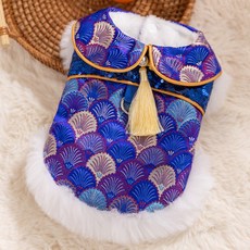 寵物新年中式唐裝 貓服飾 小型犬狗狗衣服, 邦迪藍, 1個