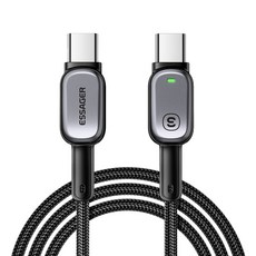 ESSAGER 60W 3A C-C타입 고속 충전 케이블 2m 회색, 1개