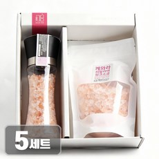 히말라야핑크소금250g+리필350g 그라인더 소금선물 결혼 조문 돌답례품, 5개, 600g
