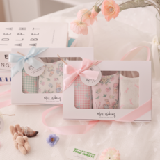 [출산백일선물] 우이동금손 베이비 리본 턱받이 3종세트 [포장+쇼핑백동봉], 1개, 3개입, 핑크세트