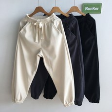 [벙커벙커] 따뜻한 겨울 조거 남자 코듀로이 양털 안감 밴딩 세미와이드 팬츠
