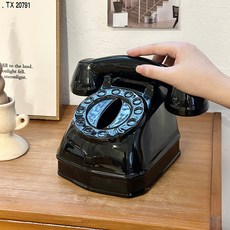 臺灣出貨創意複古懷舊紙巾盒高顔值外觀 實用收納雙優勢客廳茶幾桌麵擺件簡約餐巾紙抽盒居家提陞空間質感好物, 復古電話紙巾盒-黑色