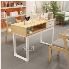 네일샵테이블 시술대 흡진테이블 작업대 매니큐어, 1개, 호두색 80cm 서랍 포함