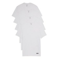 Nautica 남성용 4팩 면 크루넥 티셔츠 화이트 - Nautica 깃발 로고 XL