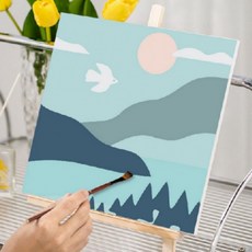 [DIY] 유화색칠하기 명화그리기 느낌있는 캔버스 페인팅 인테리어 그림 개업 집들이 선물, 1개, 01유화그리기-야자수, 가로형