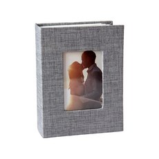 사진 앨범 4x6 사진 앨범 결혼 선물 리넨 하드커버 사진 앨범, Gray, 6 inches 100
