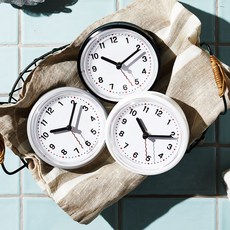 hcclock 黏貼式靜音浴室廚房防水時鐘, 白色(HCBA12001)