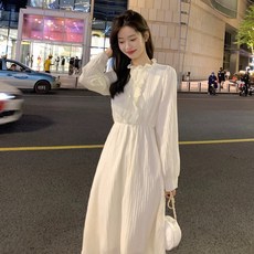 나들이 수유 겨울 프렌치 티타임 기모 도톰 이너 롱 원피스