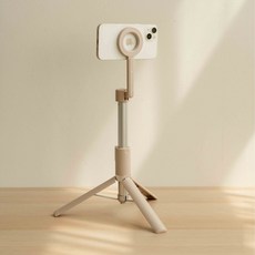 MAGIPEA 美極品 3.0 三腳架自拍棒-磁吸版 自拍神器 N52強力磁吸 藍牙遙控 旅行必備 贈磁吸環 一吸即拍, 1個, 暖霧奶茶, 三腳自拍棒 3.0 磁吸版