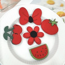 兒童髮帶瀏海貼髮貼：可愛蝴蝶結魔鬼氈洗臉髮帶，寶寶髮飾多款可選, 003#櫻桃花朵5件套, 1個