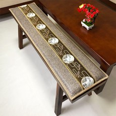 라탄 벤치 방석 매트 쿠션 긴 의자 패드 푹신한, 플라워 블랙