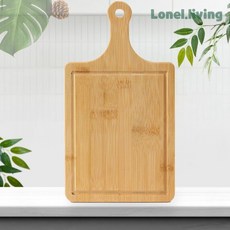 로넬리빙 손잡이 쿠킹홈 대나무 피자트레이 사각형 33x18cm 도마 우드 교체용 DIY