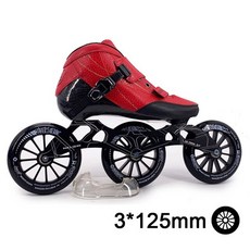ZICO Original Speed 인라인 롤러 스케이트 3x125 또는 4 바퀴 탄소 섬유 전문 레이싱 스케이트 성인 Pati, 10 Red Black_07 41, 1개
