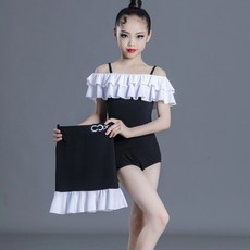 拉丁服 2023黑色新款網紅少兒拉丁舞服 集體演出服吊帶練功服拉丁舞服套装