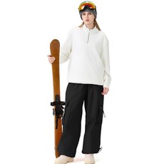 RIUIYELE 여성용 스노우 팬츠 배기 스노우보드 카고 스키 방수 방풍 루즈 핏 겨울 단열 Hking 팬츠 블랙. XL 288283