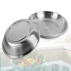 매일발견 채반 타공채반 스텐바구니 물빠짐채반 야채채반 과일바구니, 2호