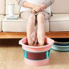 파스텔 접이식 족욕기 족욕통 습식 족탕기 발족욕기 족욕대야 임산부족욕, 1개, 핑크