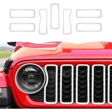 전면 그릴 메시 인서트 장식 외부 액세서리 지프 랭글러 JL JLU & 글래디에이터 JT 2024+ 화이트, white, Grille With No Mesh, 1개