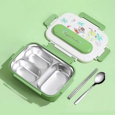 짱구 스텐 도시락 3칸-그린, 없음