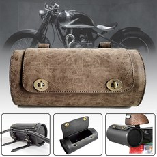 오토바이용품 가죽 툴 롤백 핸들바 포크 시시바 장착, 8069 원통형 가방 다크 올리브