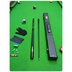 碳素臺球桿黑科技碳纖維桌球桿，斯諾克小大頭中式黑八9球桿入門撞球桿，專業檯球桿, 皓影黑單杆+絨布盒（備註中頭大頭）, 1個