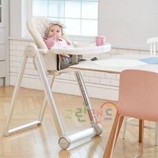 쿠잉 하이체어 멀티체어 트레이 탈부착 7단계 높낮이 조절 발판 등받이 3단계 조절 야야 이유식 영유아체어 그린랜드79, 그레이