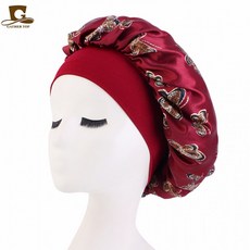 나비꽃 로즈 플라워 새틴 실크 수면 헤어 밴드 터번 캡 나이트캡 S874 머리수건, 1개, 로즈네이비