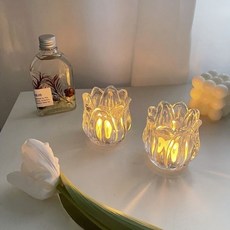 튤립 티라이트 홀더 유리용기