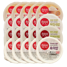 CJ 건강 햇반 신제품 4종 (백미 + 찰잡곡밥 + 발아현미밥 + 흑미밥) 캠핑 식단 즉석밥, 210g, 20개