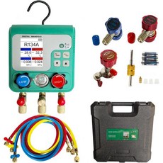전문 디지털 HVAC 매니폴드 게이지 세트 냉매 진단 도구 R134AR410A1234YF | 압력진공누수 테스트 92가지 유형 호환 가능 유지보수