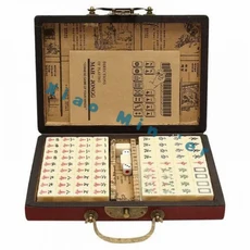 빈티지 중국 마작 세트 전통적인 144 타일 게임 케이스 박스 포함