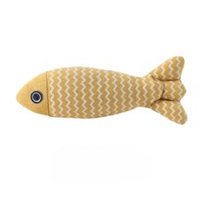貓草玩具 可愛魚造型 貓咪紓壓玩具 耐咬磨牙, 黃 19x8cm, 1個