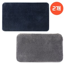 루보르 1+1 빨아쓰는 미끄럼방지 푹신한 욕실 발매트, 그레이+네이비, 도톰 버전 (3cm)